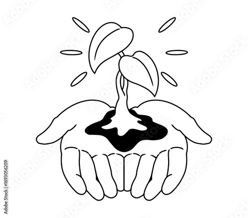 Nurturing growth with care, hands cradle a vibrant sprout symbolizing hope, new beginnings, and a flourishing future.