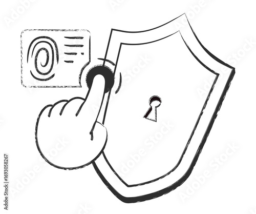 Shield with fingerprints representing cybersecurity