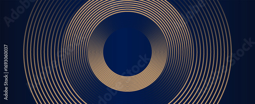 gold abstract background with glowing circles. Swirl circular lines pattern. Geometric spiral. Twirl element. Modern graphic design. Futuristic technology concept. Vector illustration