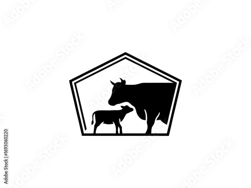 Cow and calf farm symbol