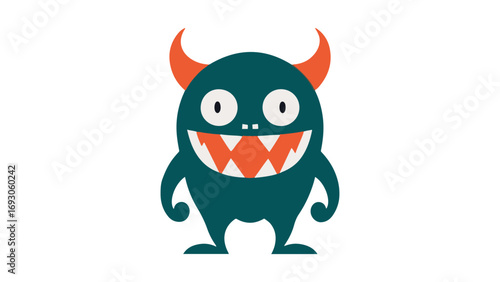 funny monster with stupid face shape vector illustration