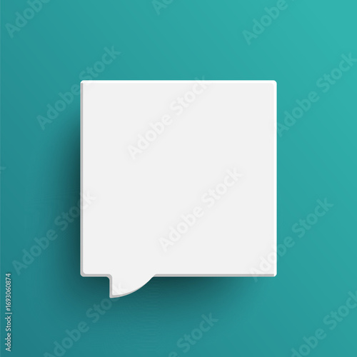 White square speech bubble on green background