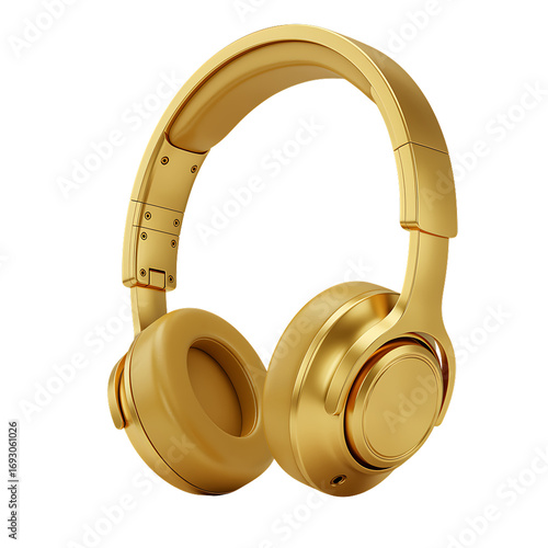 Luxurious golden headphones for immersive audio experience and stylish listening transparent background