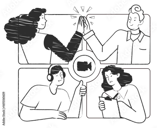 Team at online meeting