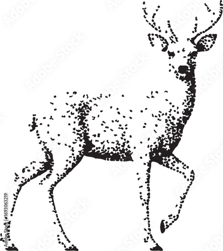 Dots style Deer in silhouette.