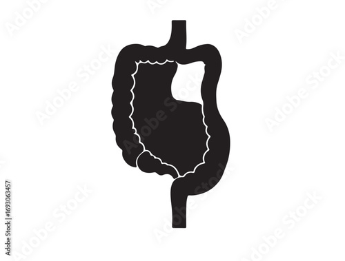  Esophagus icon in silhouette with dots style white background.