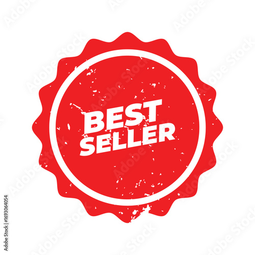 Best Seller Badge. Red Guarantee Label for Top Quality Products