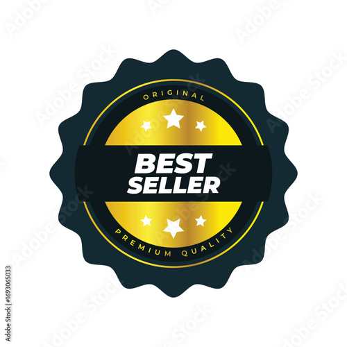Premium Best Seller Badge Design  Gold Award Seal  Quality Label  Business Marketing Vector