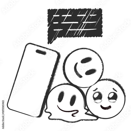Smartphone with text message and emoji