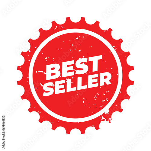 Best Seller Badge. Red Grunge Stamp Graphic for Business