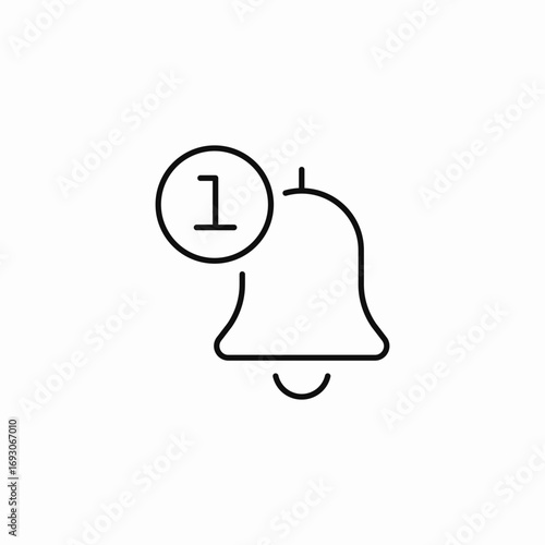 bell with number icon sign vector