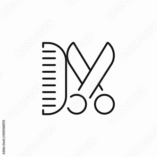 hairdressing scissors comb  icon sign vector