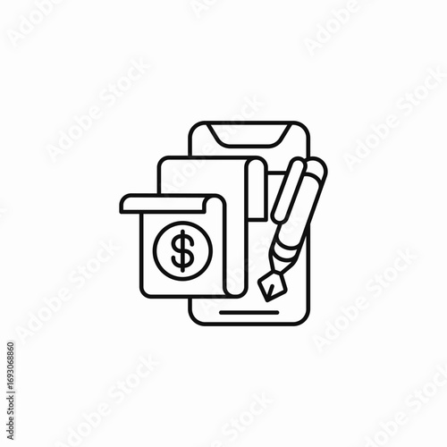 mobile payment bill icon sign vector