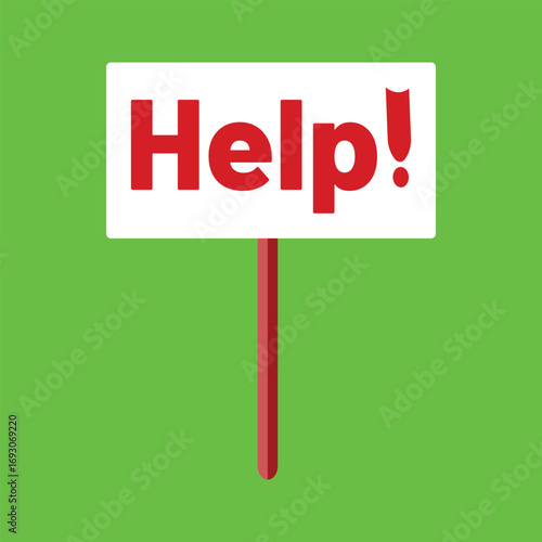Help sign on green background distress request urgent assistance signal