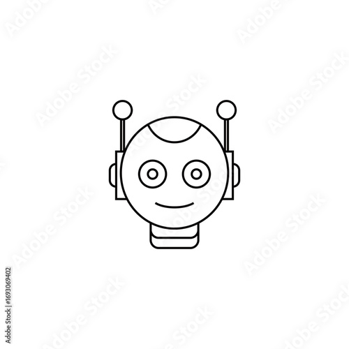 Cute Robot Head Vector Icon – Artificial Intelligence and Technology