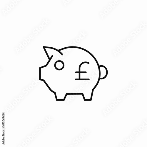 piggy bank pound icon sign vector