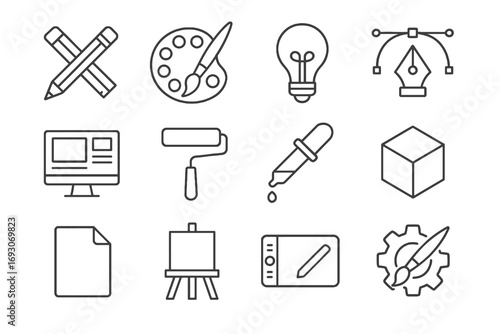 Thin line shield icons of folder, privacy eye, medical cross, home, car and more. Vector set for safety, defense and secure design.