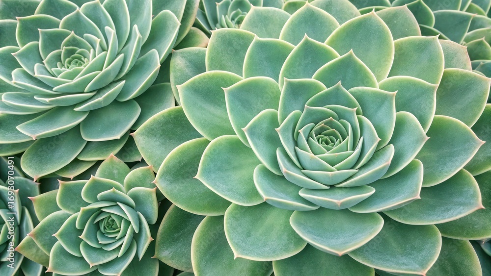 Fototapeta premium Vibrant succulent plants in a natural garden close-up view lush green environment nature's beauty and resilience