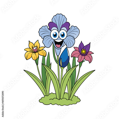 Beautiful iris flower arrangement on a clean white background
