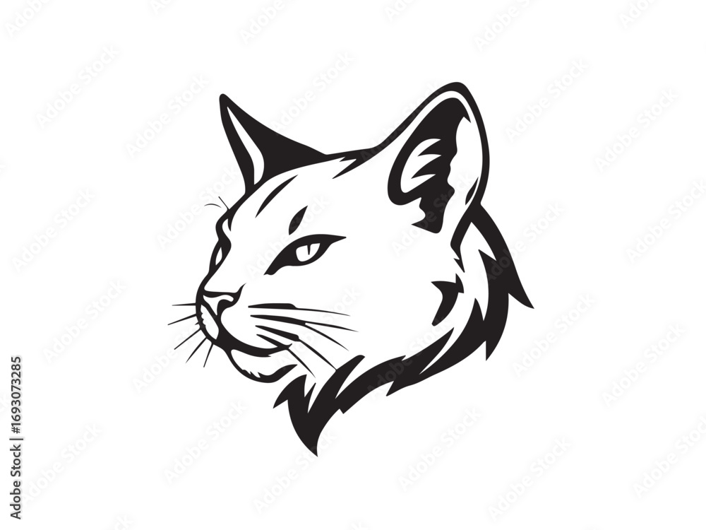 Obraz premium Cat head silhouette on white background. Black Cat logo design. Cat icon.