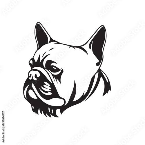 Black dog silhouette on white background. Bold black dog silhouette logo illustration. Dog vector design. 