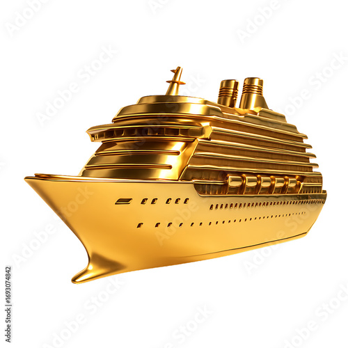 Luxurious golden cruise ship a symbol of grand oceanic travel and opulent voyages transparent background