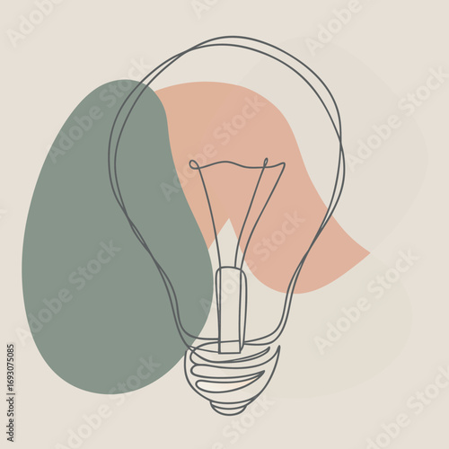 Light bulb illustration symbolizing ideas and creativity on abstract background with copy space