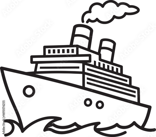 Stylized cruise ship vector illustration perfect for travel agency designs and nautical themed projects