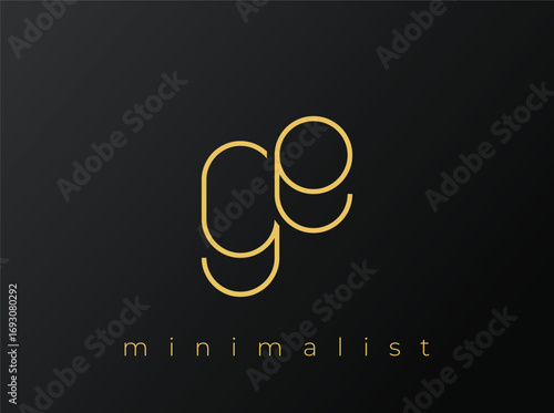 GE Minimalist Logo with Interlocking Shapes on Solid Black Background. A clean and modern minimalist logo design.
