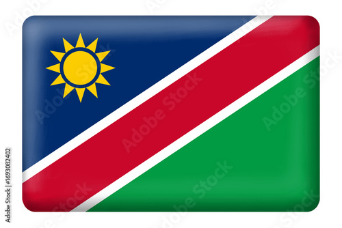 Free Download Namibian flag with square button shape on transparent background, png. National, country, flag, namibia, culture, travel, language, business, education, 3D, web, digital, design, element, sticker - GFXLoad