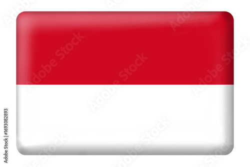 Free Download Monaco flag square button shape on transparent background. Flag, national, country, Monaco, education, language, business, travel, 3D, digital, element, design, print, sticker, red, white color - GFXLoad