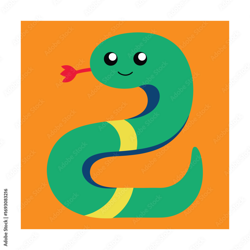 Fototapeta premium Vector Drawing of a Playful Snake Character