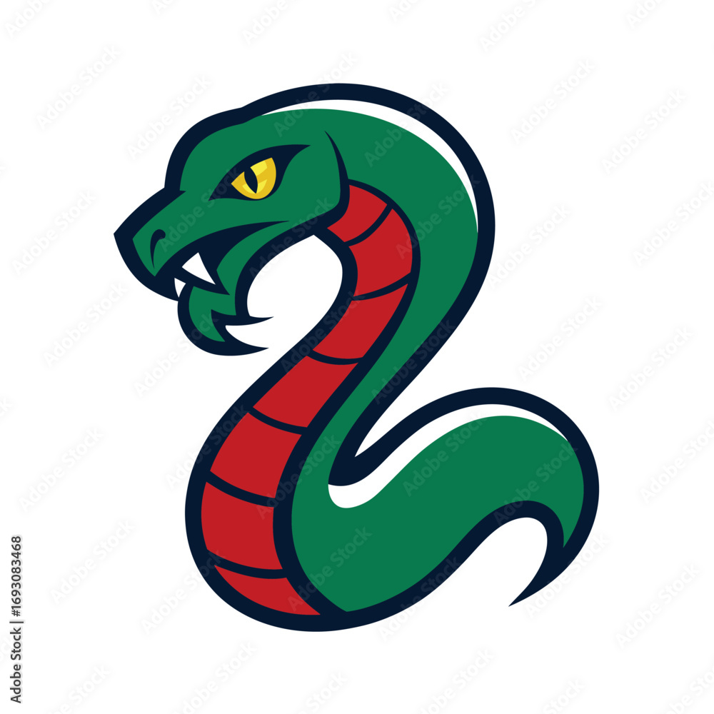 Fototapeta premium Vector Snake Mascot Design Isolated on White Background