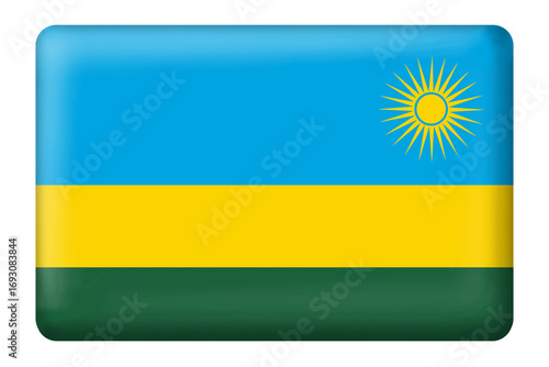 Free Download Rwanda flag with square button shape on transparent background. Flag, Rwanda, national, country, travel, element, sticker, business, presentation, education. Capital city Kigali - GFXLoad