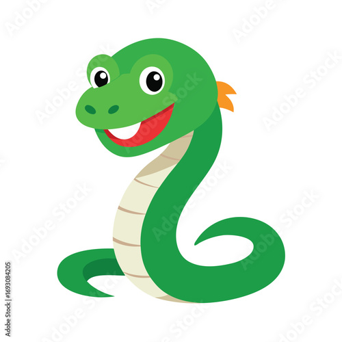 Friendly Snake Mascot Illustration on White Background