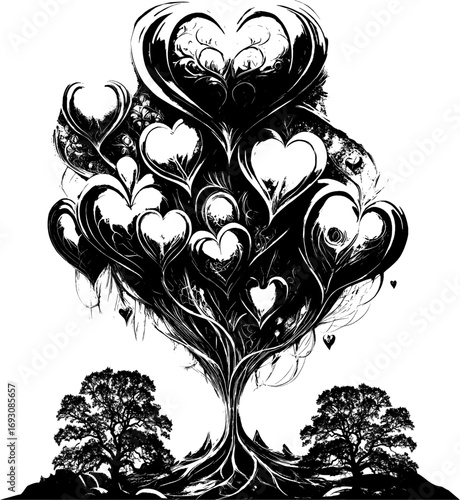 Fantasy Vektor Formen mit Herzen - Liebe - Natur und Emotionen - Abstrakte Kunst und Design Darstellung