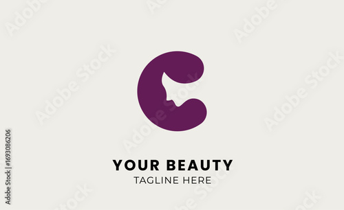 Minimal logo woman beauty with letter C. Feminine, body treatment and modern logo.
