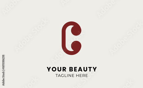 Minimal logo woman beauty with letter C. Feminine, modern and body treatment logo concept.