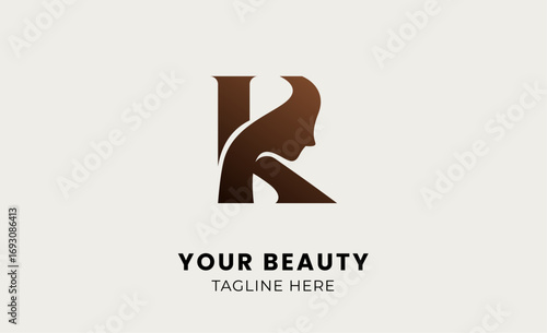 Minimal logo woman beauty with letter K. Feminine, body treatment and modern logo concept.