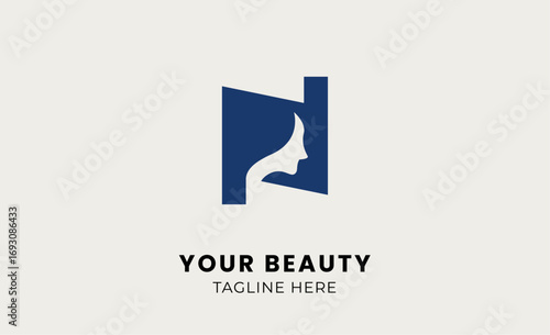 Minimal logo woman beauty with letter N. Feminine, body treatment and modern concept.