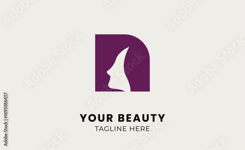Minimal logo woman beauty with letter N. Feminine, body treatment and modern logo.