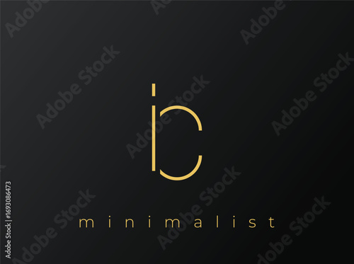 IC Minimalist Logo with Interlocking Shapes on Solid Black Background. A clean and modern minimalist logo design.