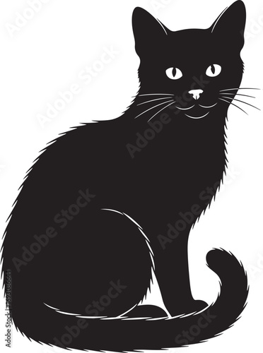 Elegant black cat silhouette vector illustration for graphic design and creative projects great pet companion