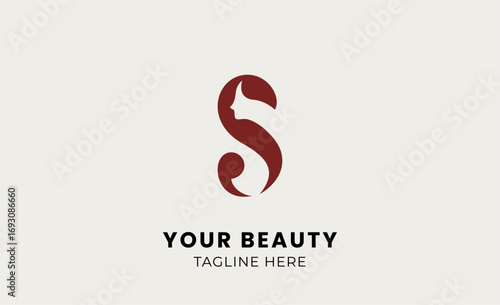 Minimal logo woman beauty with letter S. Feminine, body treatment and modern concept.