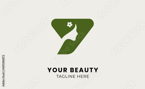 Minimal logo woman beauty with letter Y. Feminine, body treatment and modern concept.