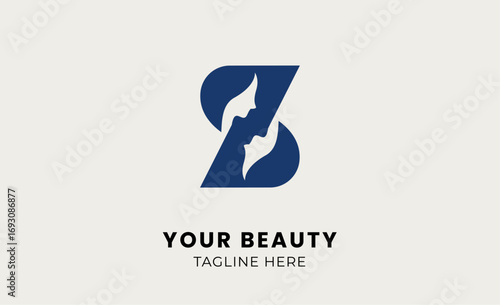 Minimal logo woman beauty with letter Z. Feminine, body treatment and modern concept.