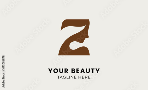 Minimal logo woman beauty with letter Z. Feminine, modern and body treatment logo concept.