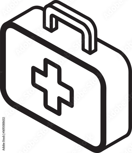 First aid kit icon simple line art design for medical assistance symbol