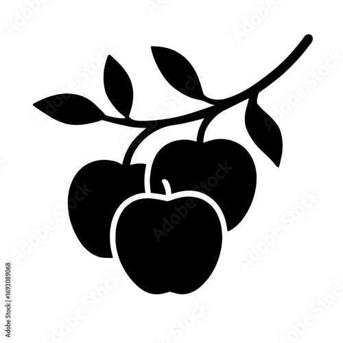 Vector art of apple branch vector illustration of a tree branch with three apples fruit harvest concept