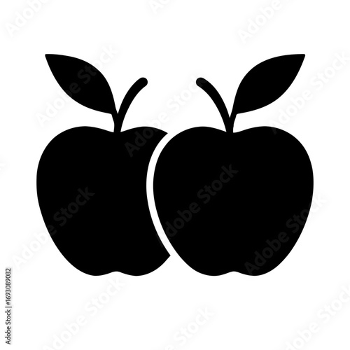 Vector art of two apples, representing healthy eating, fresh produce, and the simplicity of natures bounty in a minimalist design